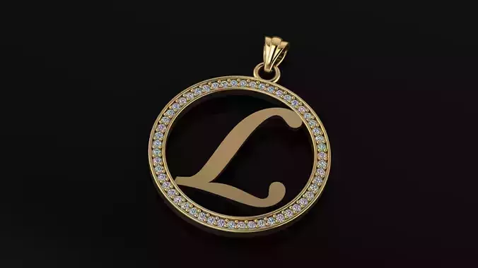 Alphabet letter gemstone pendant  L