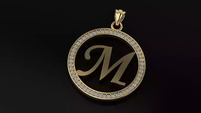 Alphabet letter gemstone pendant M