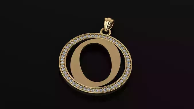 Alphabet letter gemstone pendant O
