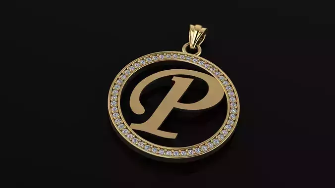 Alphabet letter gemstone pendant P