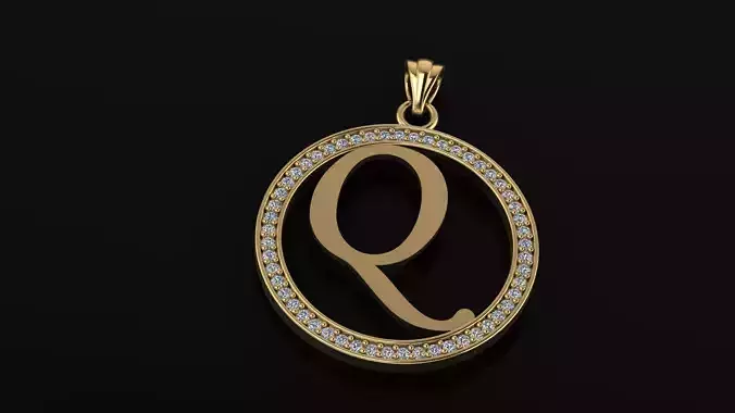 Alphabet letter gemstone pendant Q
