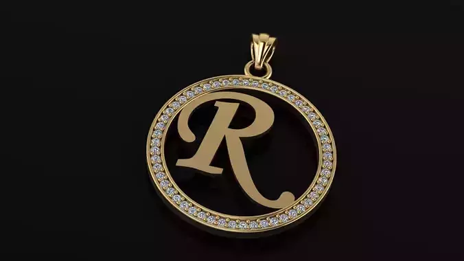 Alphabet letter gemstone pendant R