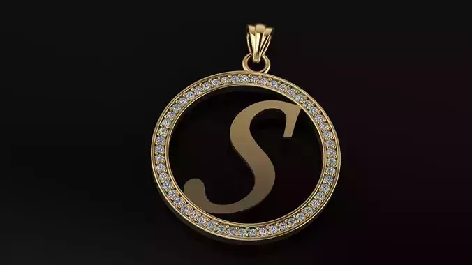 Alphabet letter gemstone pendant S