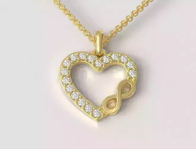 Infinity Love Pendant with diamonds 3D print model