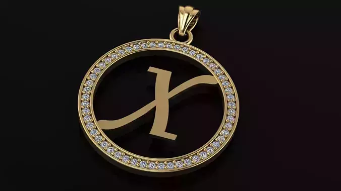 Alphabet letter gemstone pendant X