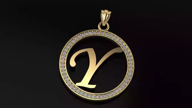 Alphabet letter gemstone pendant Y