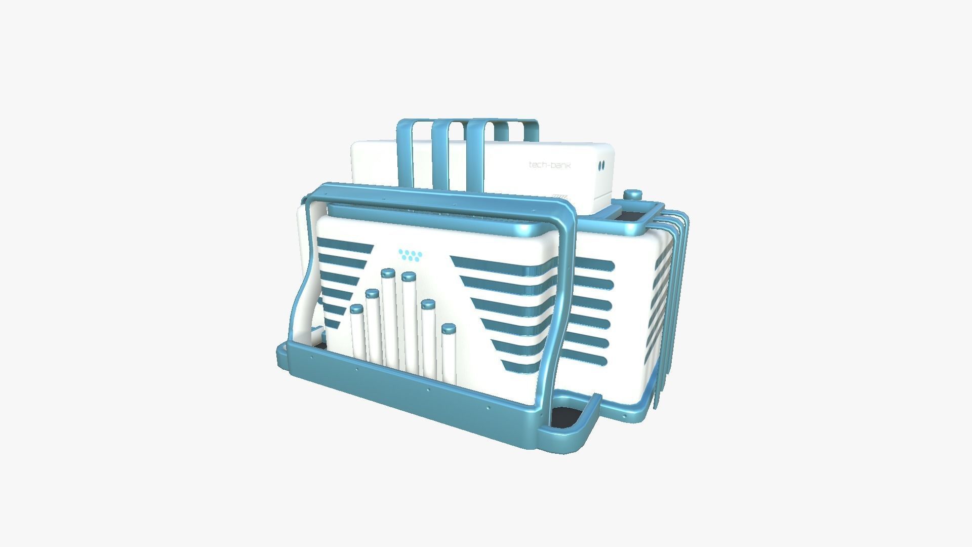 SciFi Bank A01 White Blue - Sci Fi Exterior Design Low-poly 3D model_2