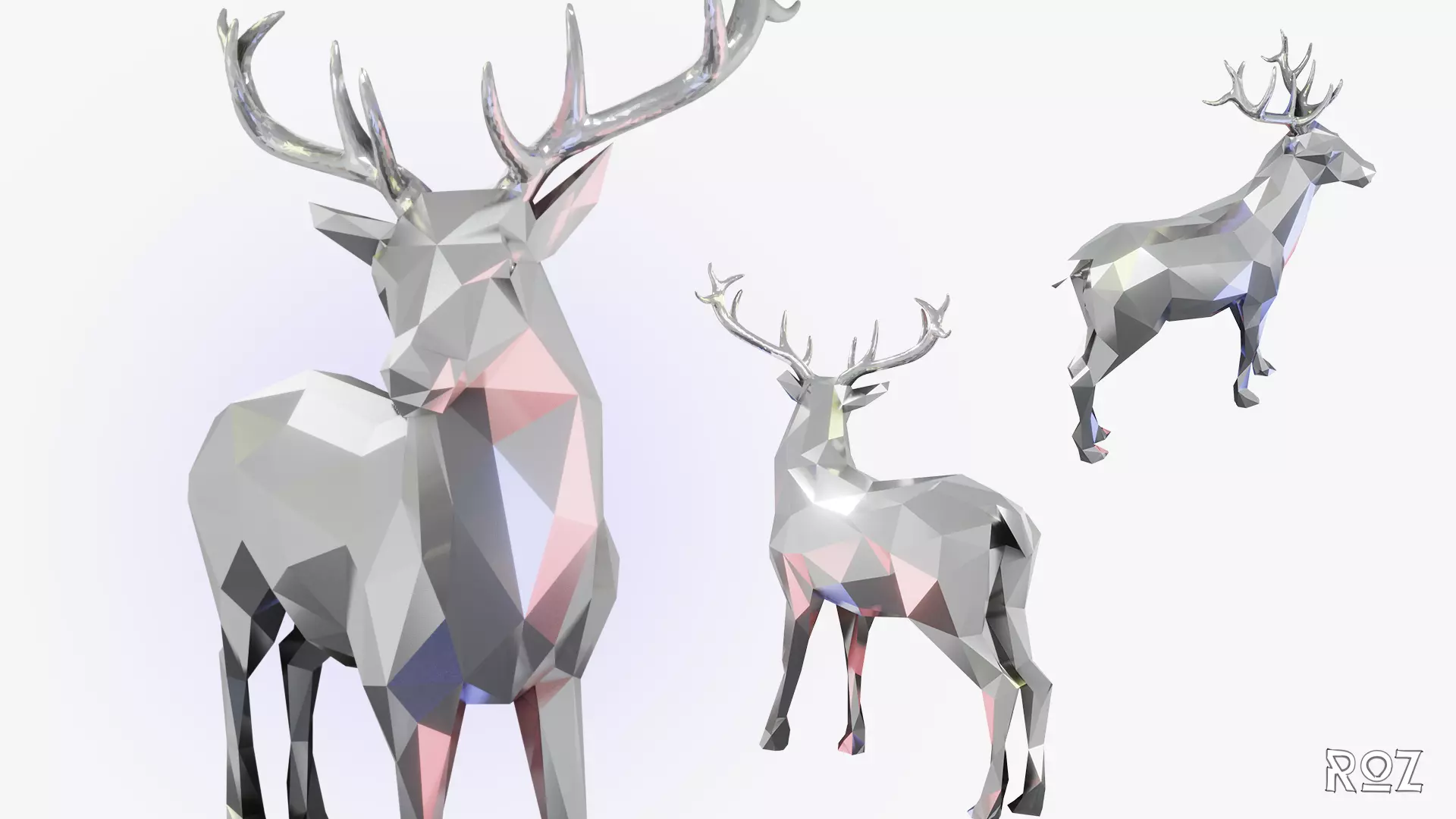 Reindeer deer with glowing antlers 3D print model