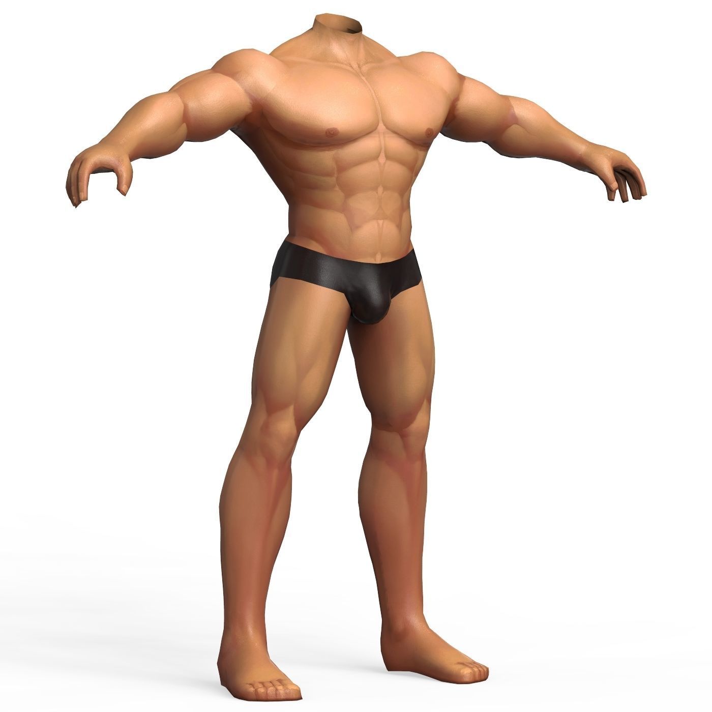 Male Body Base Mesh Low-poly 3D model_3