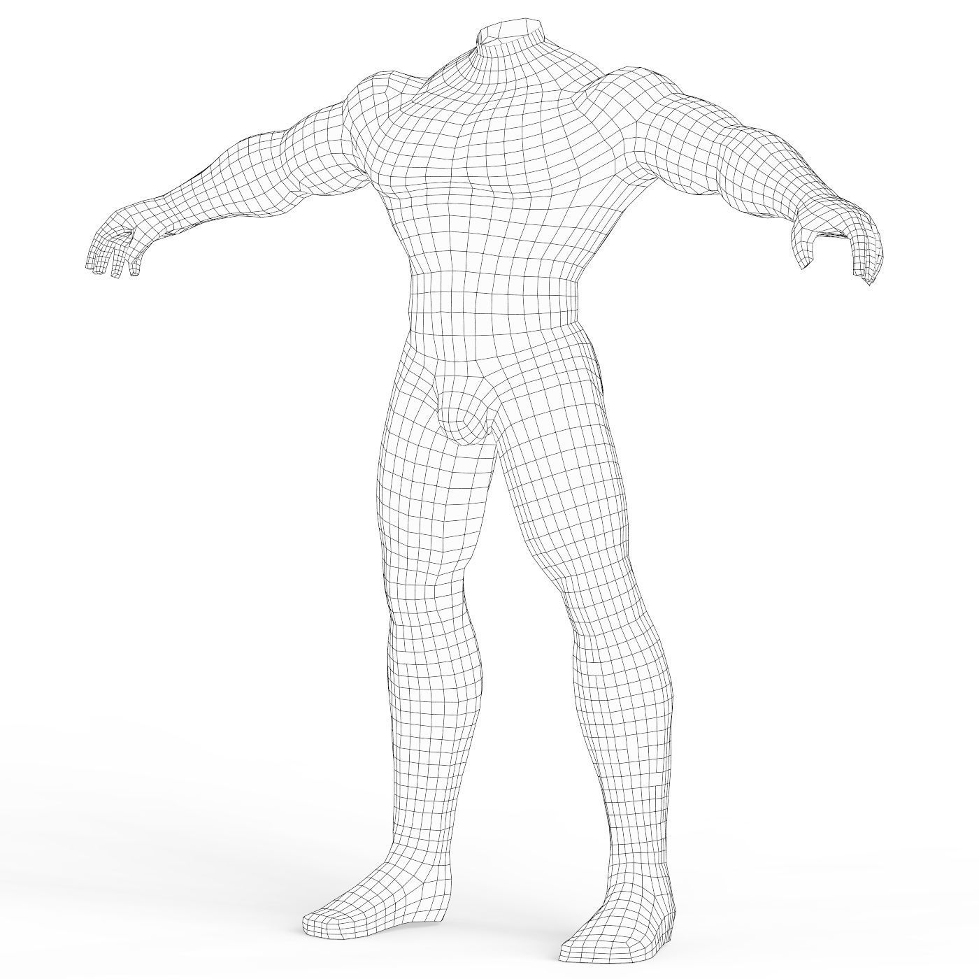 Male Body Base Mesh Low-poly 3D model_4