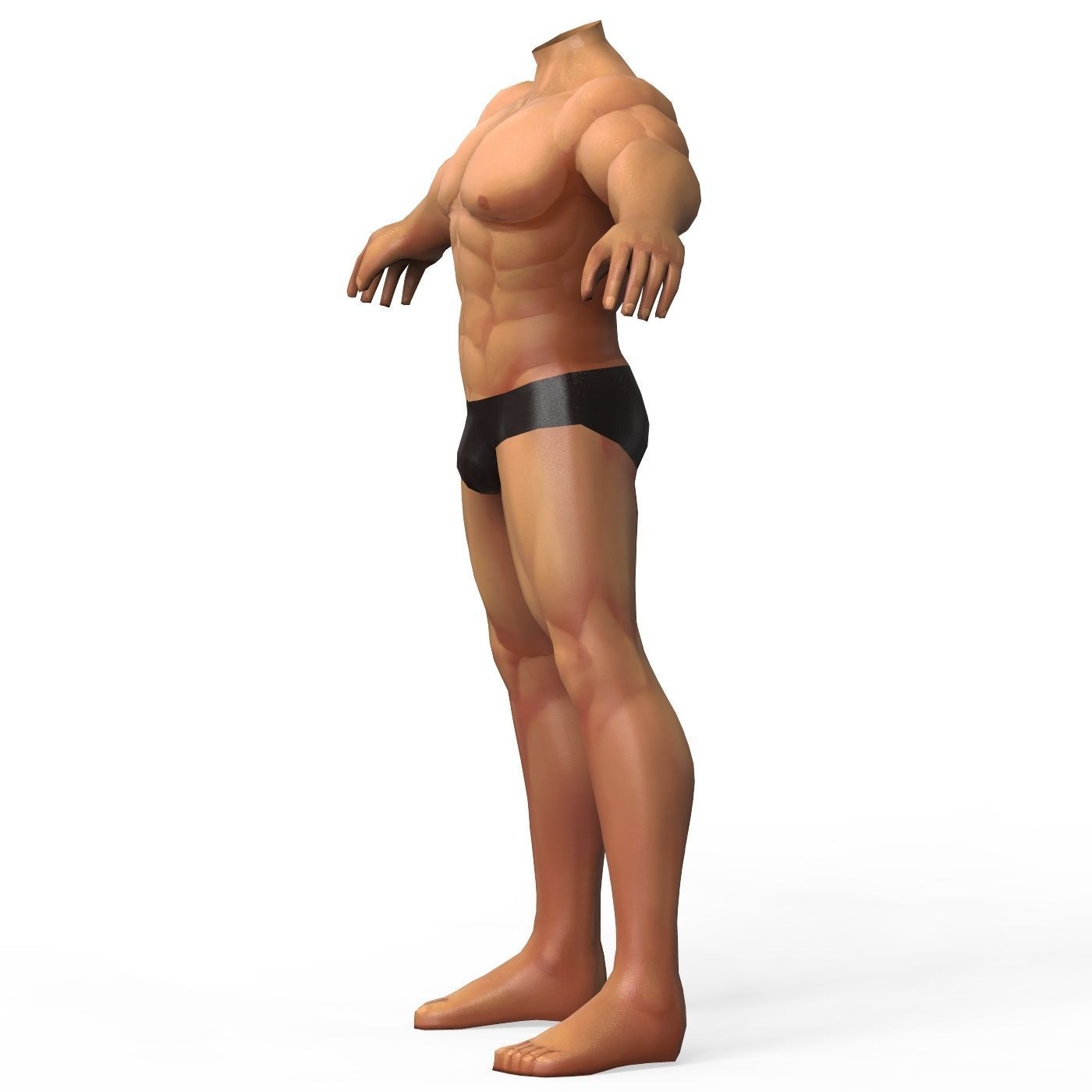 Male Body Base Mesh Low-poly 3D model_1