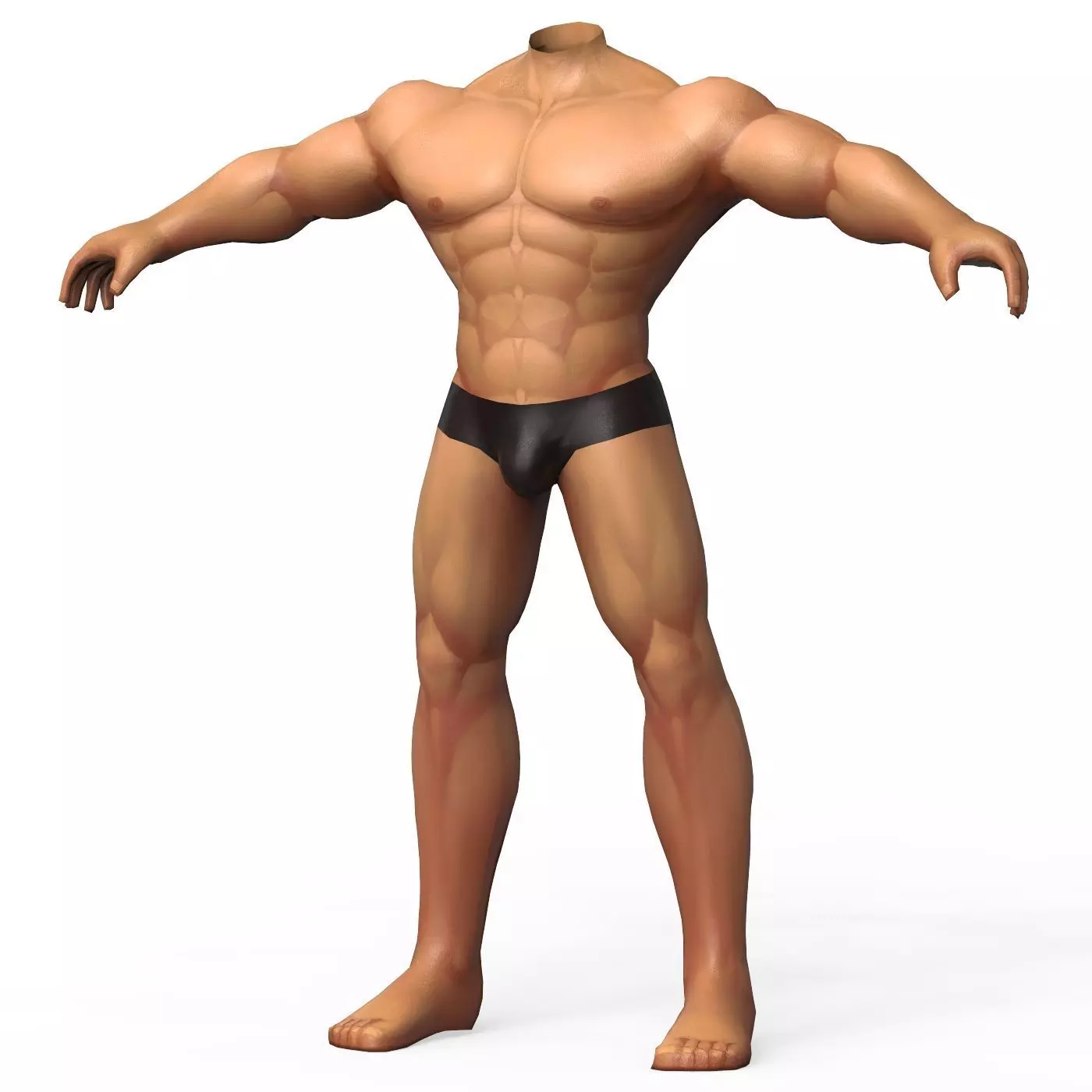 Male Body Base Mesh Low-poly 3D model_0