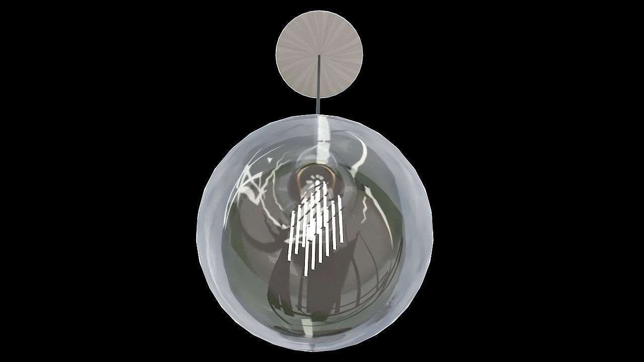 vintage hanging single bulb 3D model_2