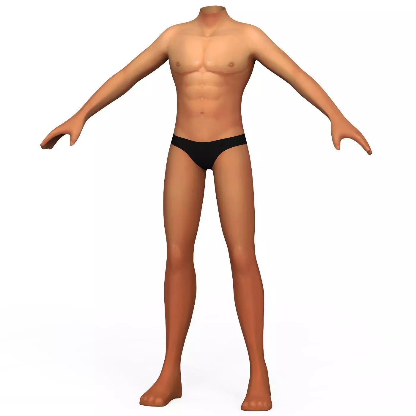 Little Boy Body Base Mesh Low-poly 3D model_0