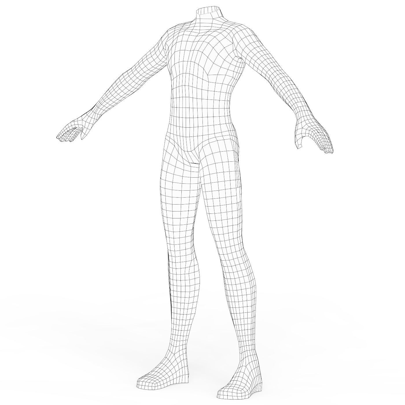 Little Boy Body Base Mesh Low-poly 3D model_4