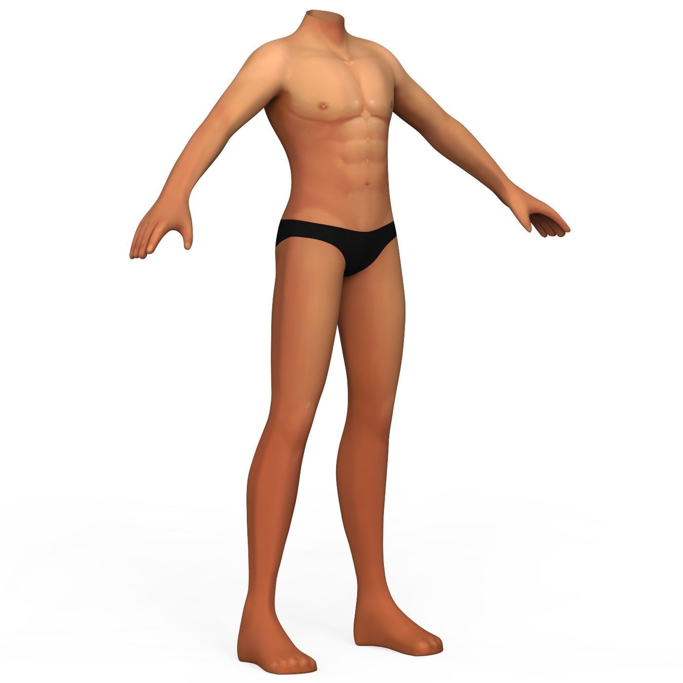 Little Boy Body Base Mesh Low-poly 3D model_3