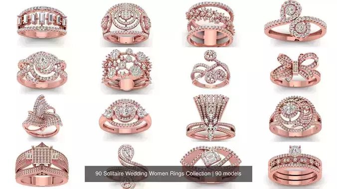 90 Solitaire Wedding Women Rings Collection 