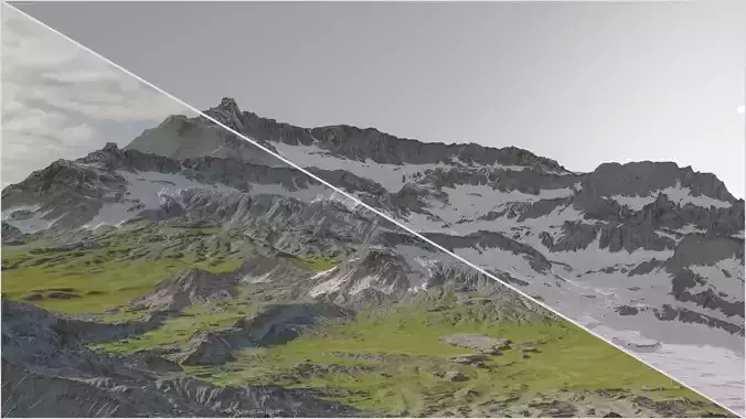 Mountain Valley Landscape - Summer and Winter Versions