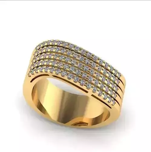 Ring with five rows of stones Model 2373 3D print model