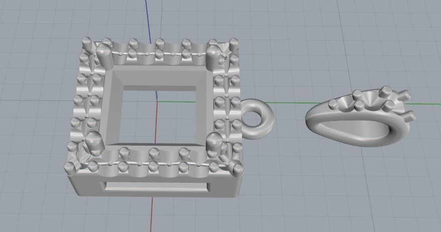Pendant square Model 2366 3D print model_2