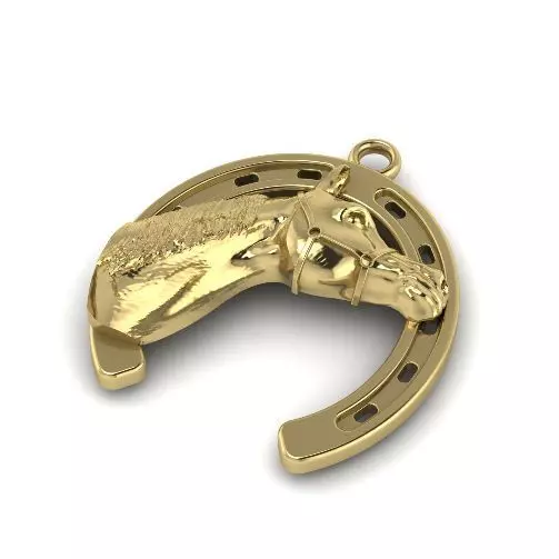 Horseshoe pendant with a horse Model 2331 3D print model_0