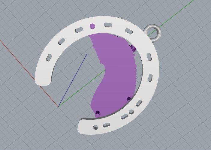 Horseshoe pendant with a horse Model 2331 3D print model_3