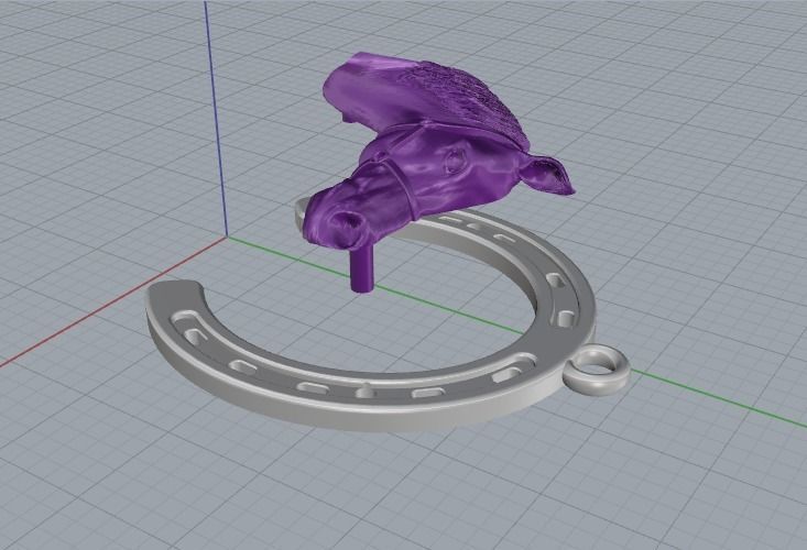 Horseshoe pendant with a horse Model 2331 3D print model_5