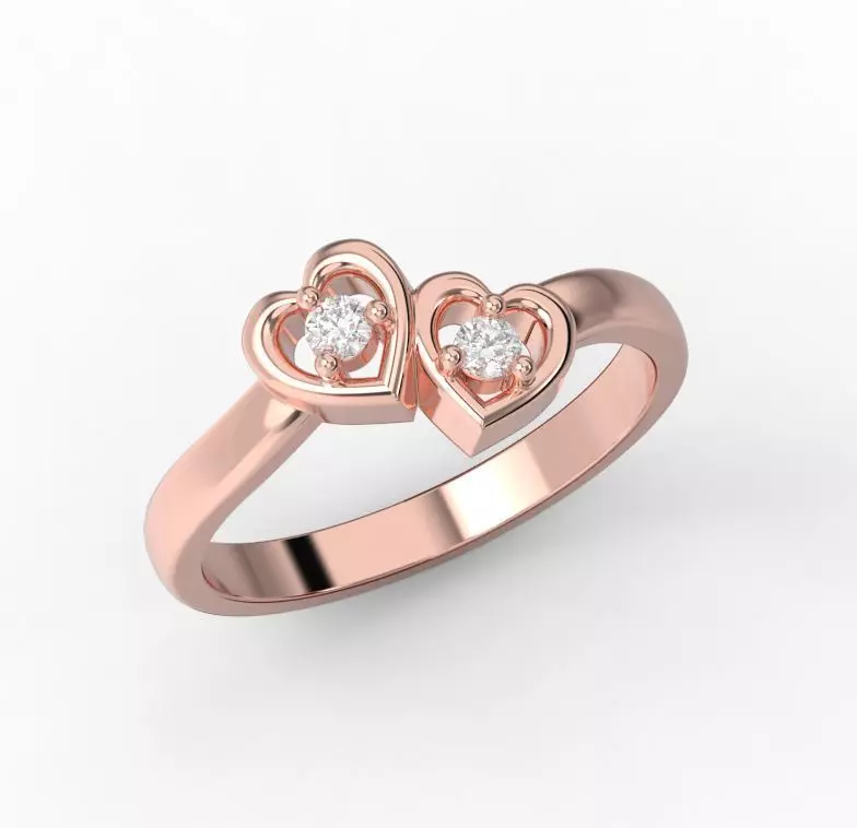 210812 R Ring with two hearts 3D print model