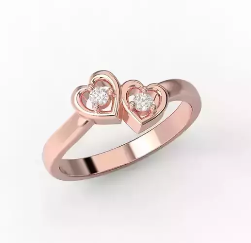 210812 R Ring with two hearts 3D print model