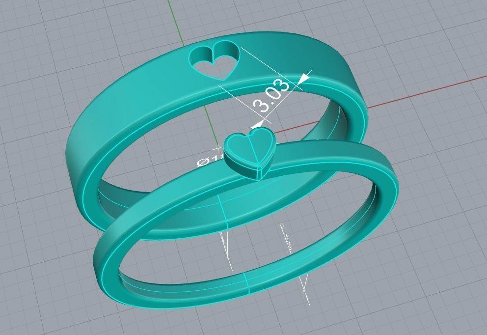 210713 R couple of rings with little hearts 3D print model_10