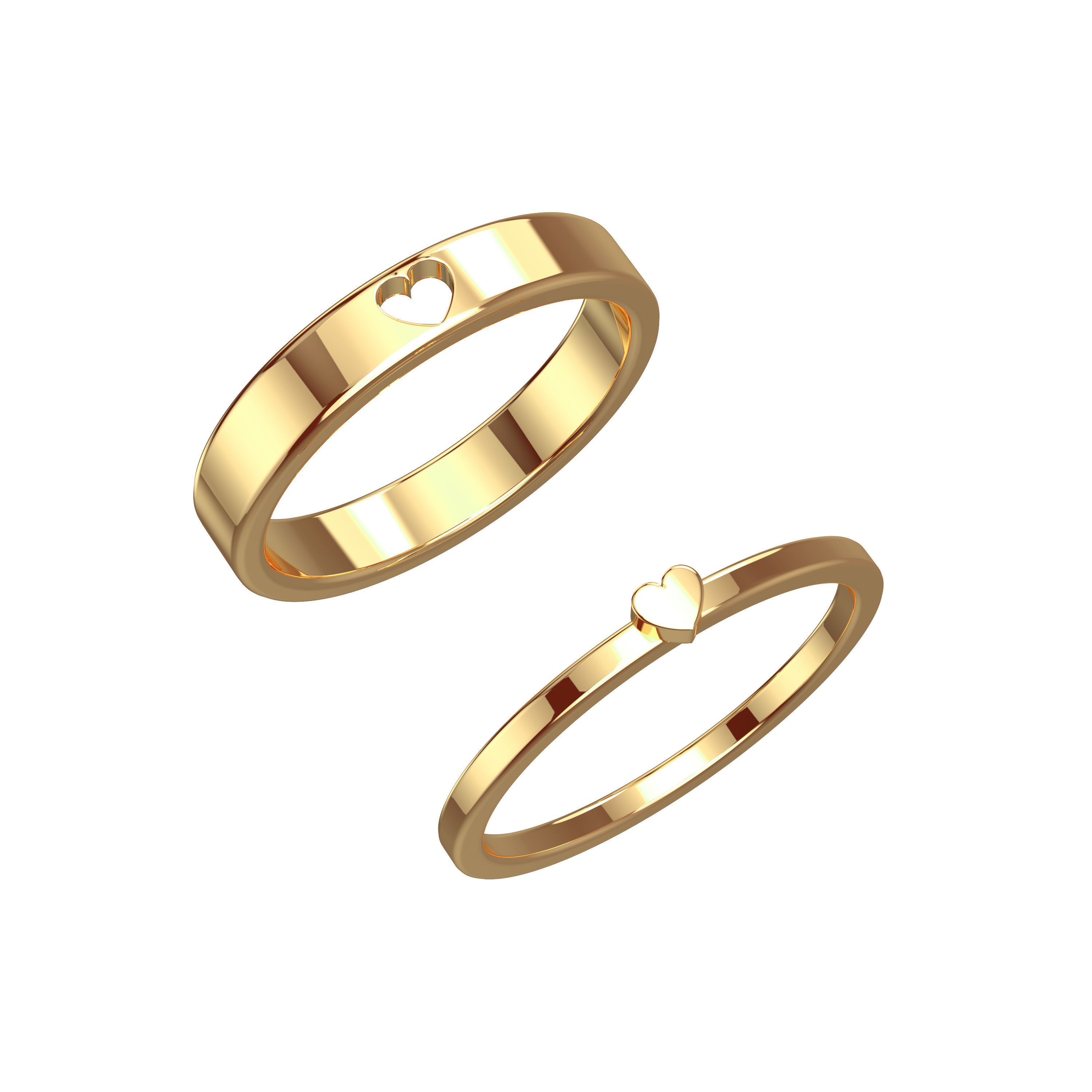210713 R couple of rings with little hearts 3D print model_3