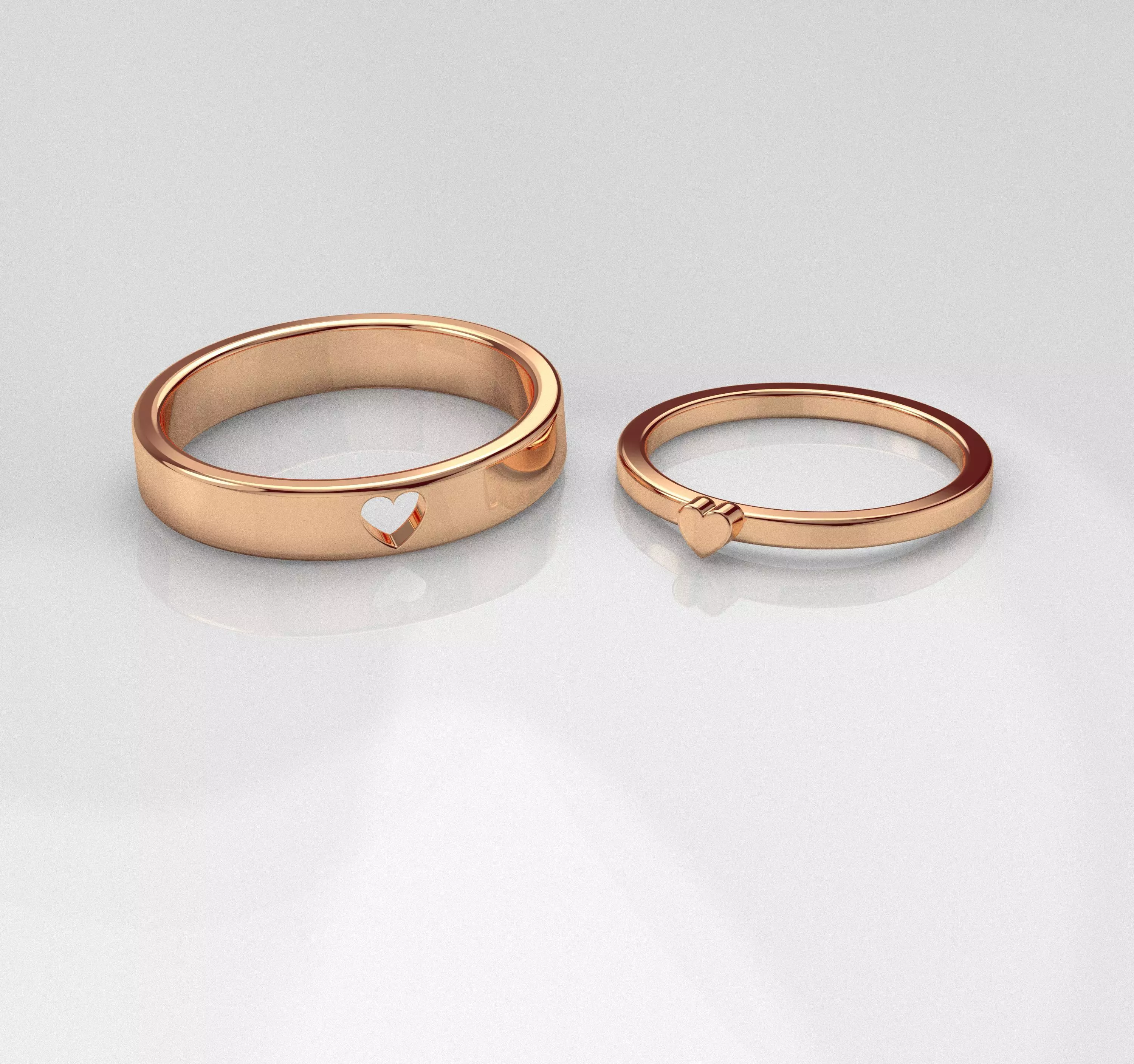 210713 R couple of rings with little hearts 3D print model_0