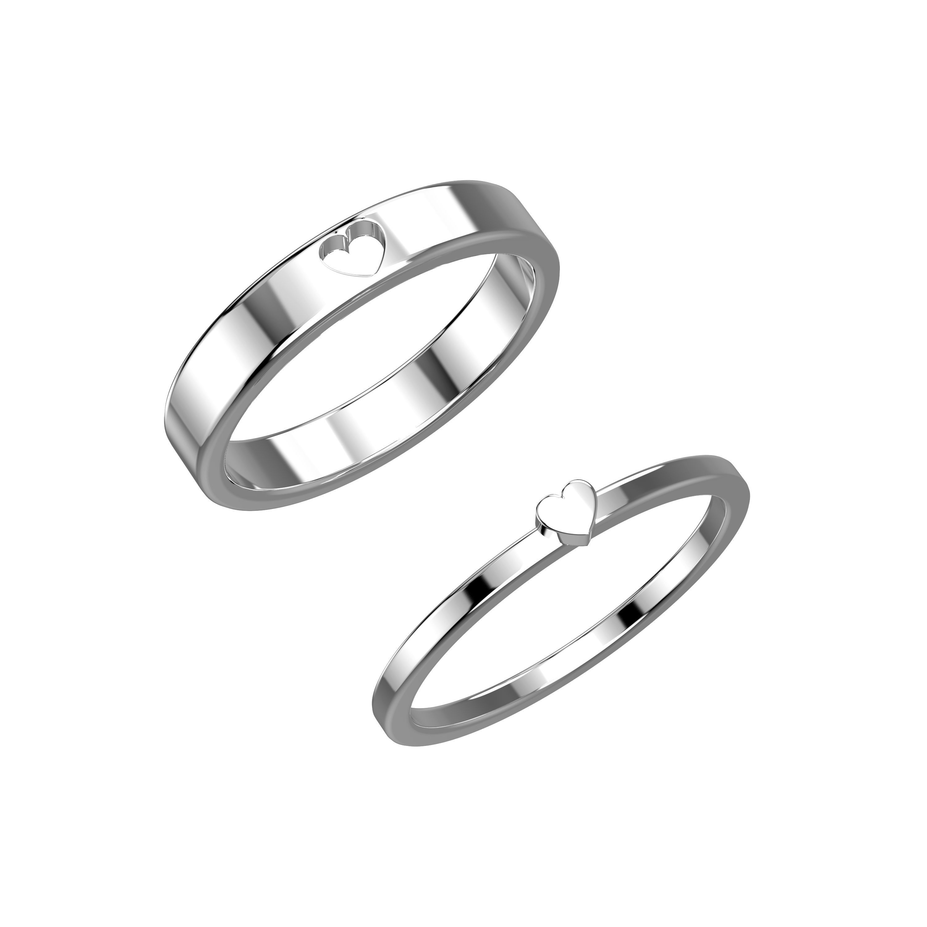 210713 R couple of rings with little hearts 3D print model_2