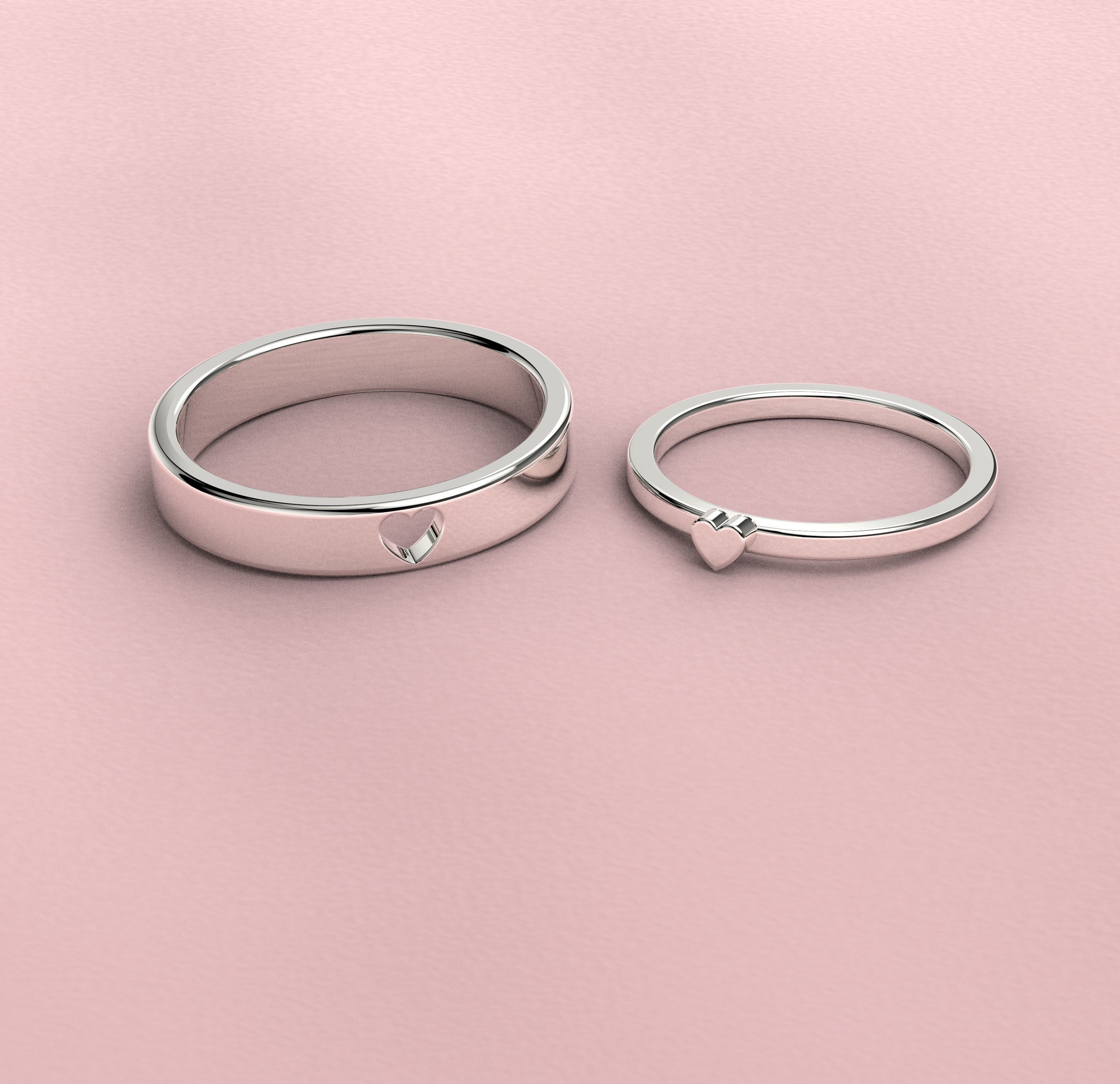 210713 R couple of rings with little hearts 3D print model_1