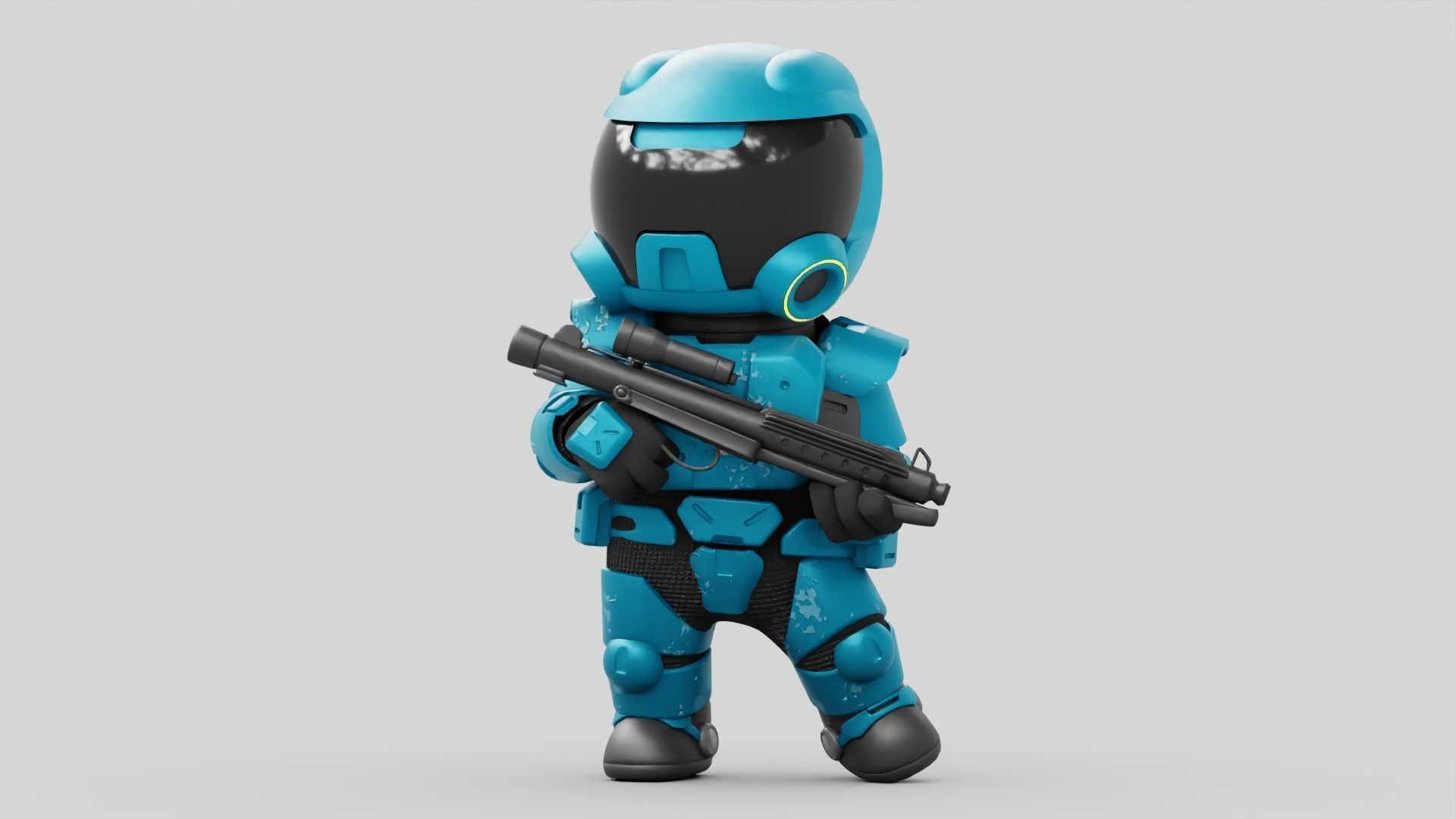 TOON TROOPER RIGGED Free 3D model_17