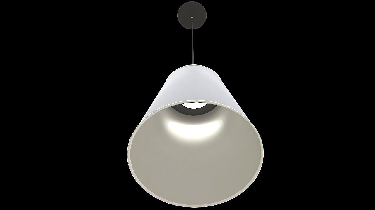 white fabric hanging lamp 3D model_2