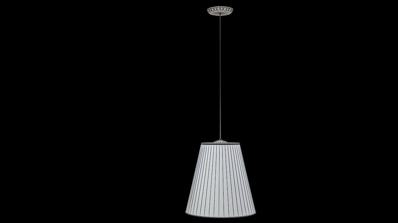 white fabric hanging lamp 3D model_7