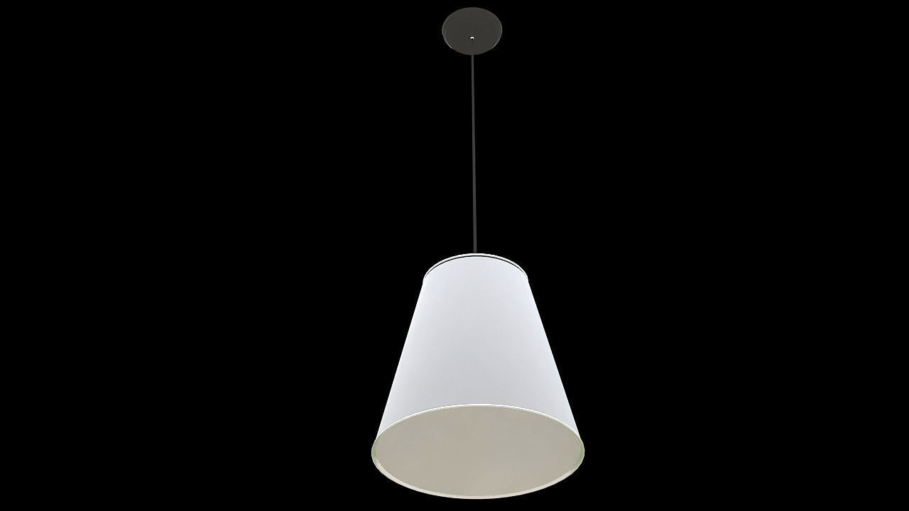 white fabric hanging lamp 3D model_1