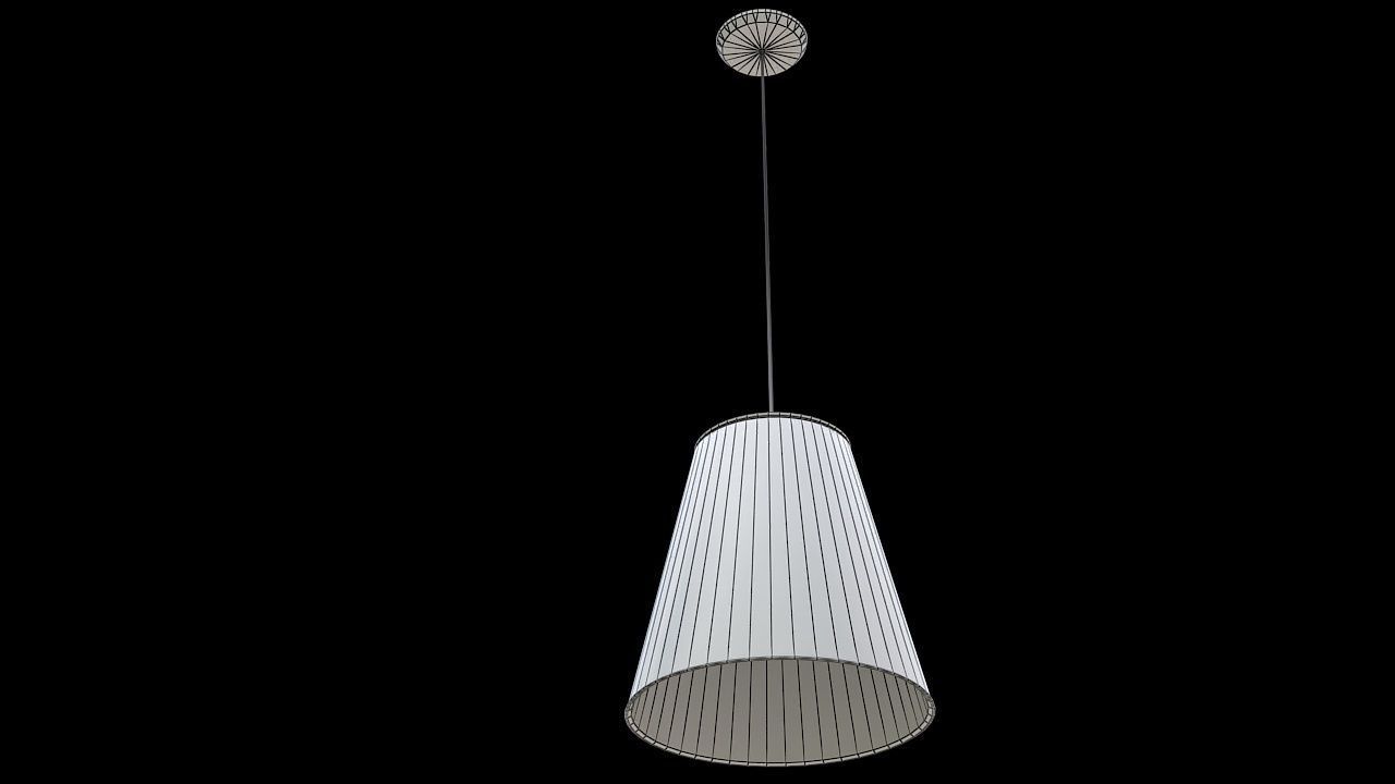 white fabric hanging lamp 3D model_8