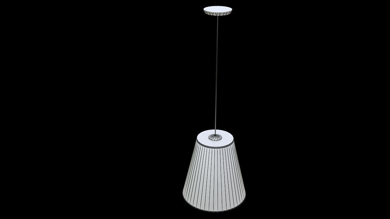 white fabric hanging lamp 3D model_6