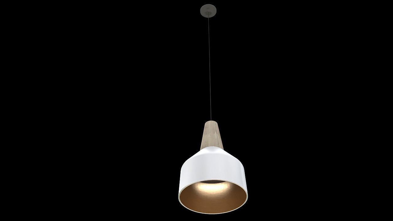 white hanging pendant ligh 3D model_1