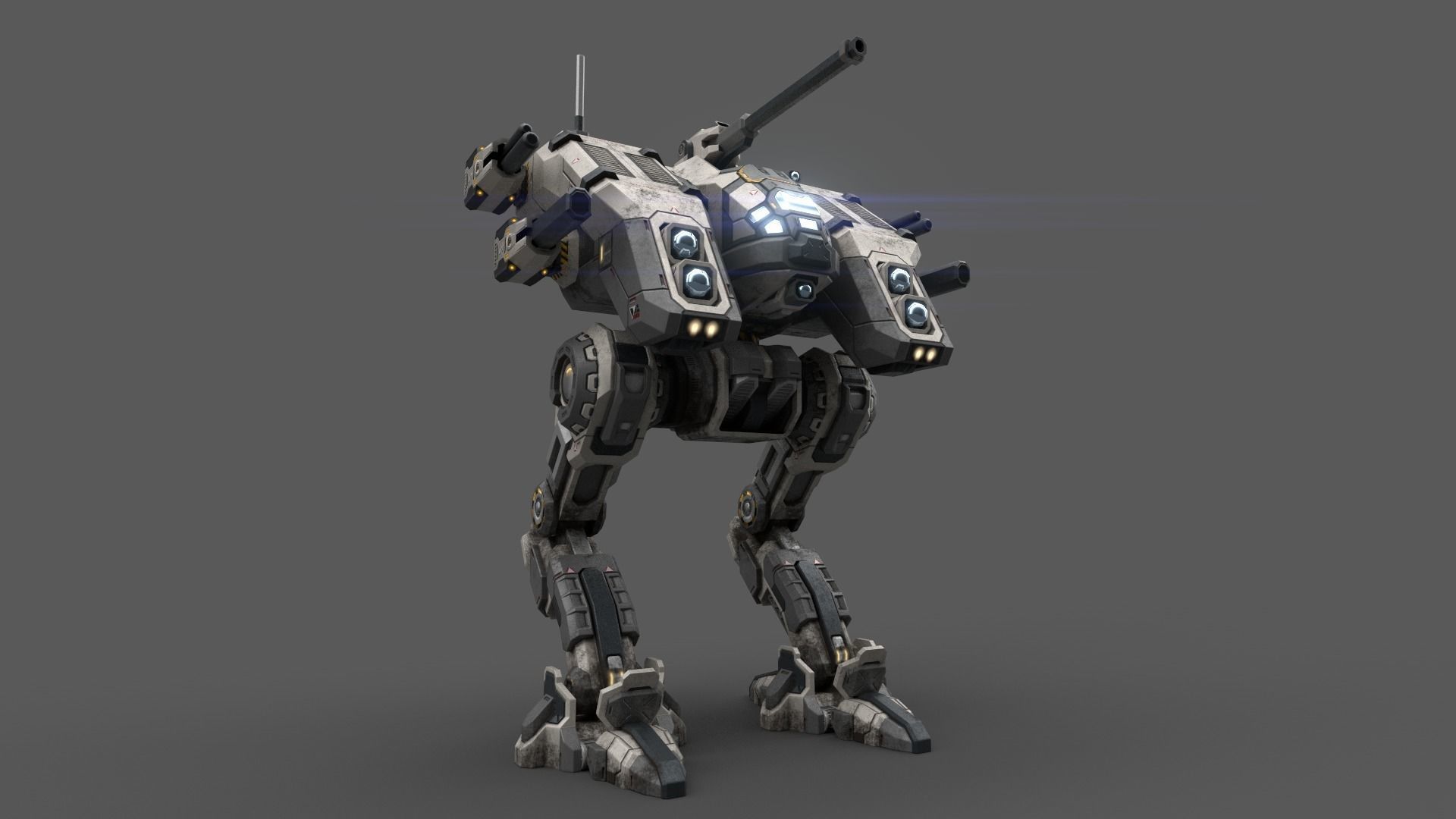 Hammer MK2 BattleMech Low-poly 3D model_11
