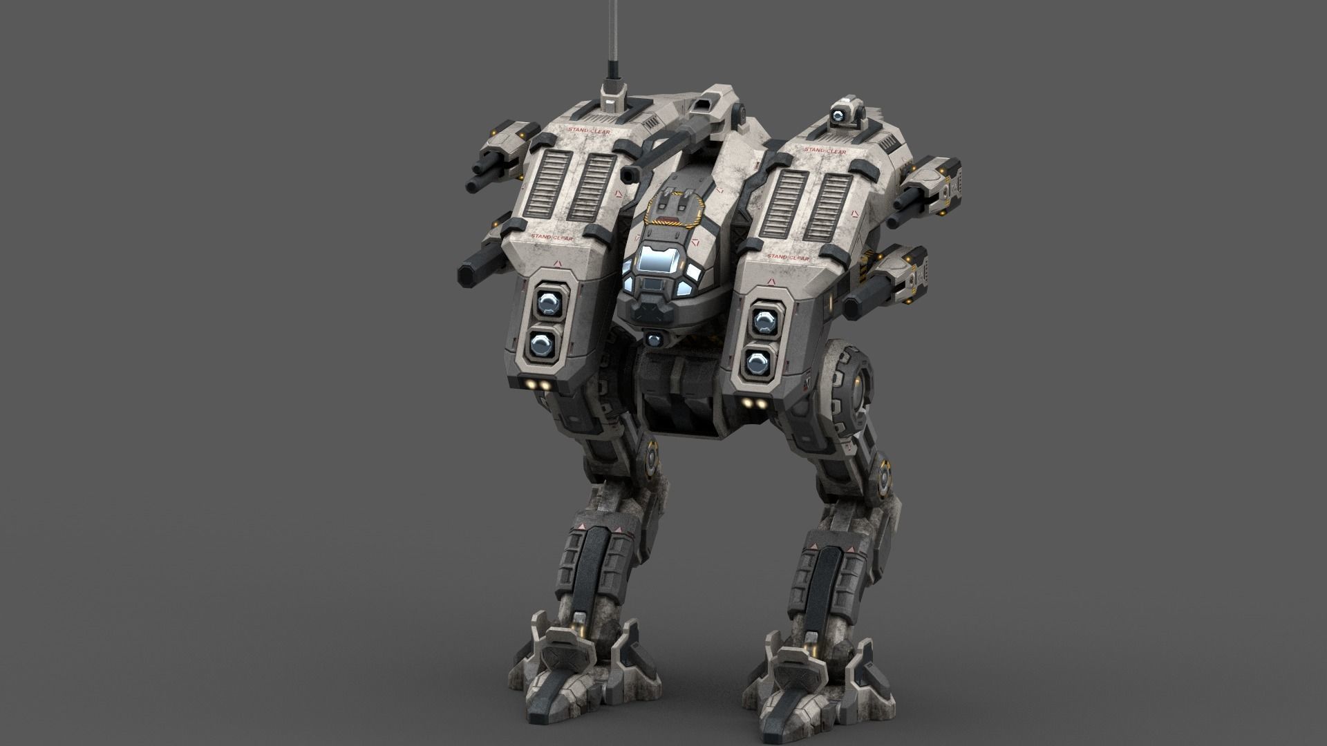 Hammer MK2 BattleMech Low-poly 3D model_10