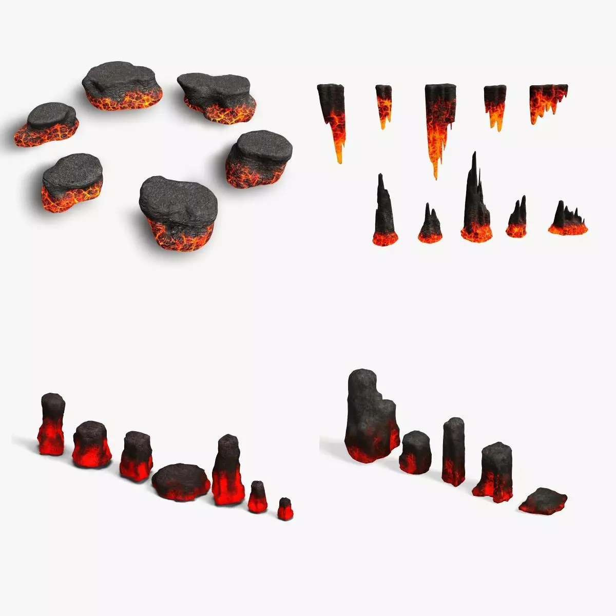 Lava Rocks Combo Low-poly 3D model