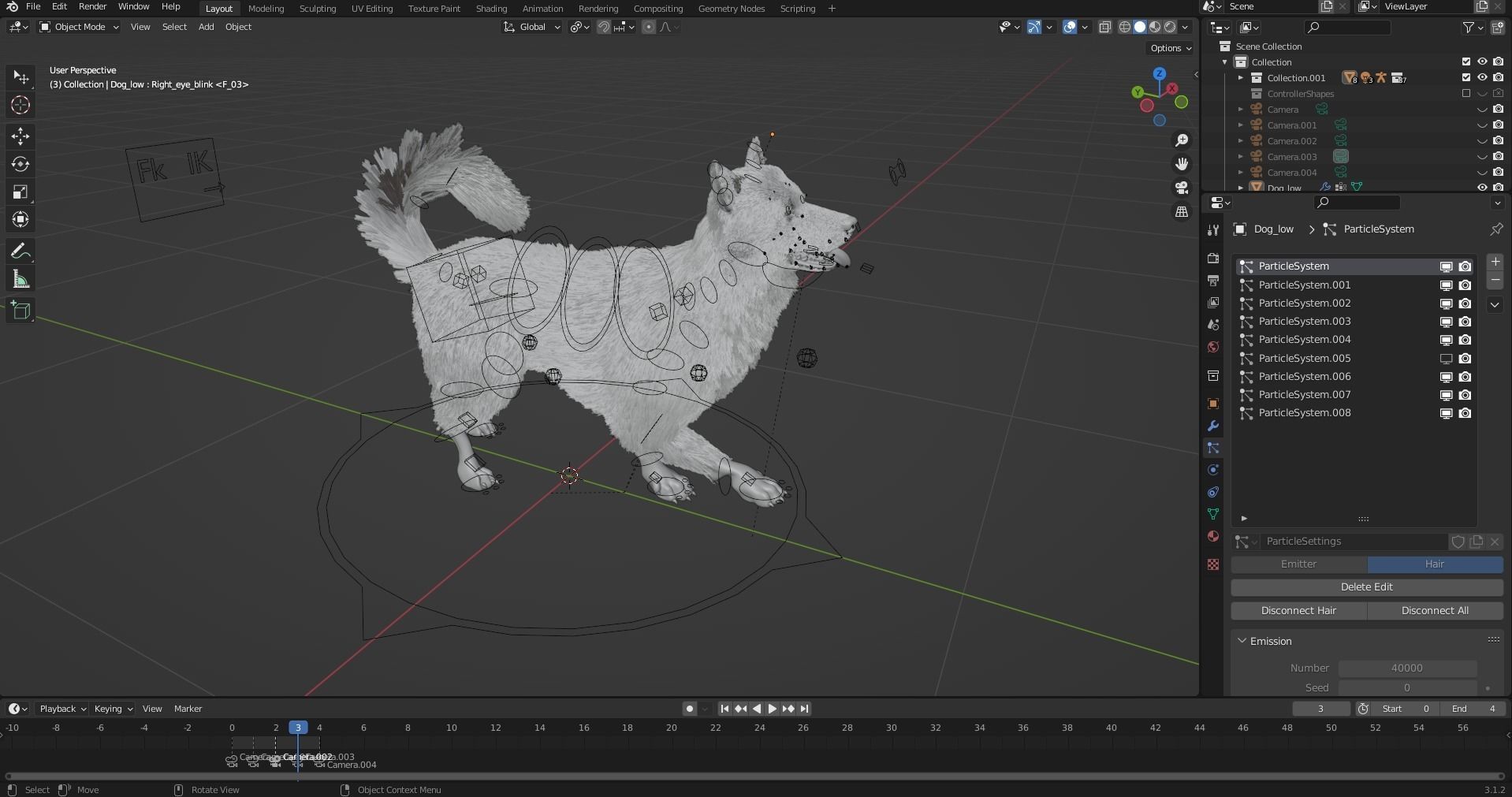 Fur Gray Wolf Rigged V02 in Blender Low-poly 3D model_15