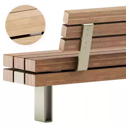 KONG 021 Backrest steel and wood bench by Vestre