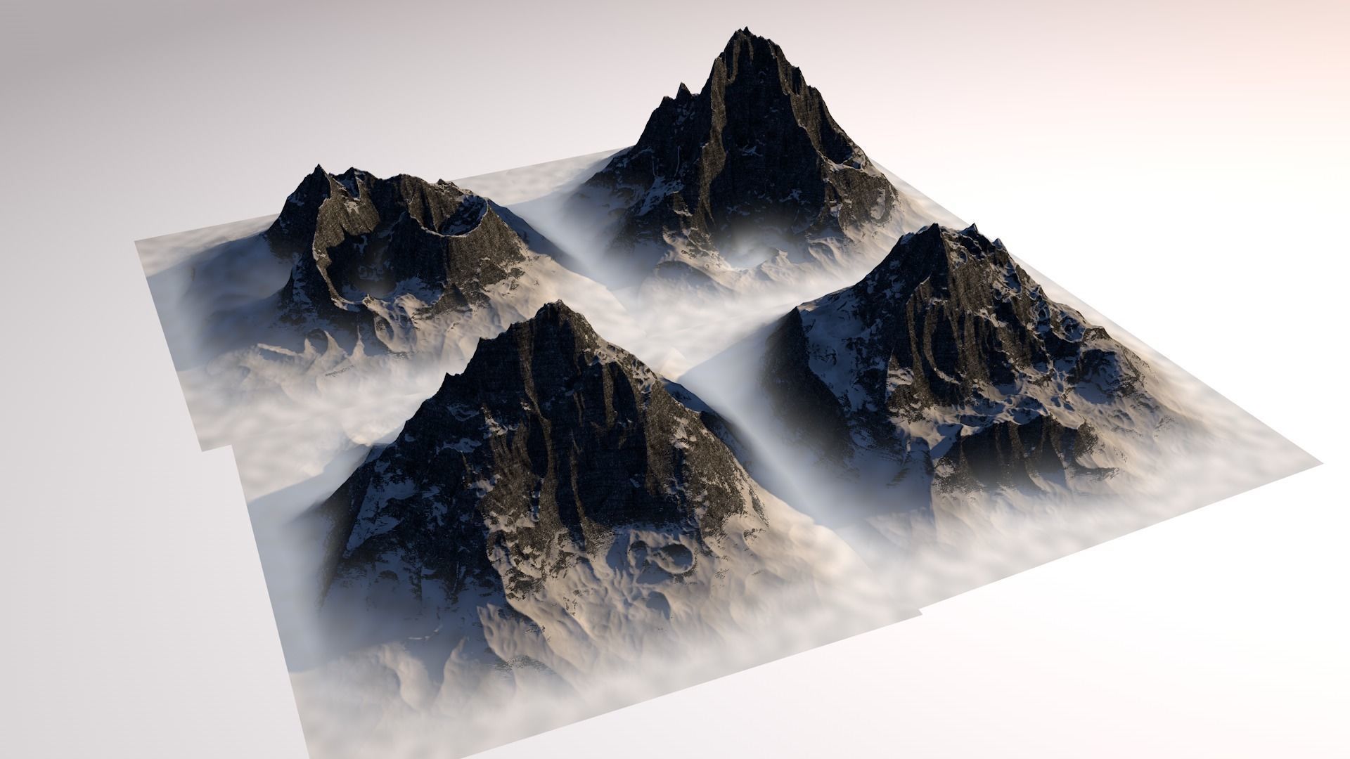 Mountain three ranges 3D model_3