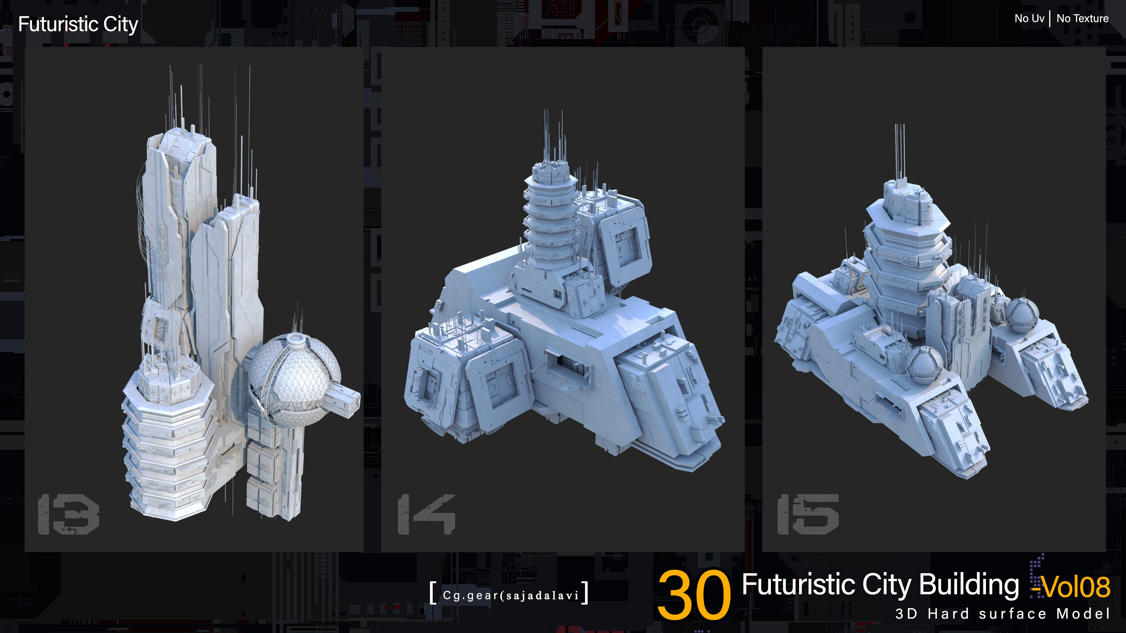 futuristic Sci-fi City Building pack vol 08 3D model_5