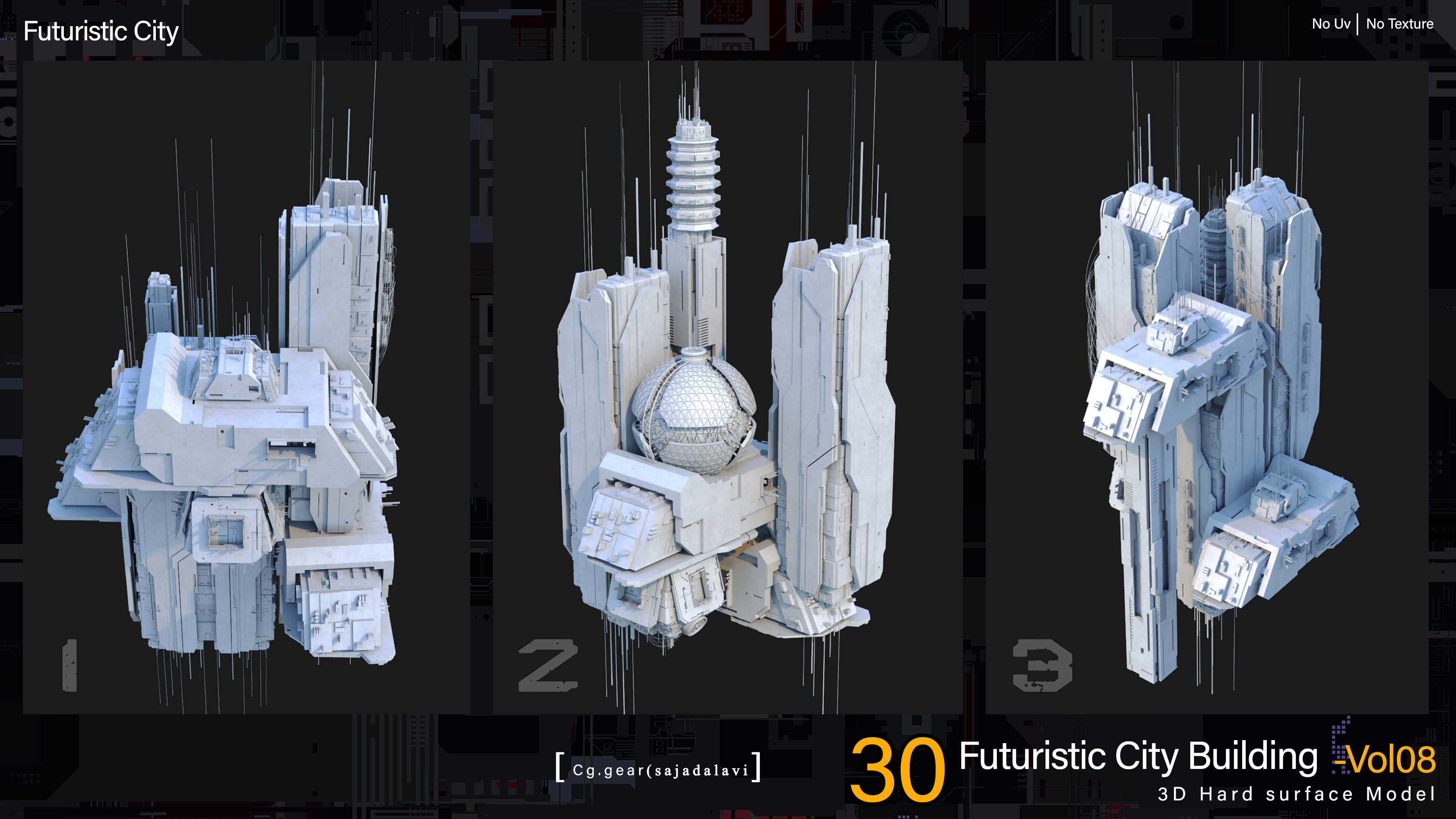 futuristic Sci-fi City Building pack vol 08 3D model_1