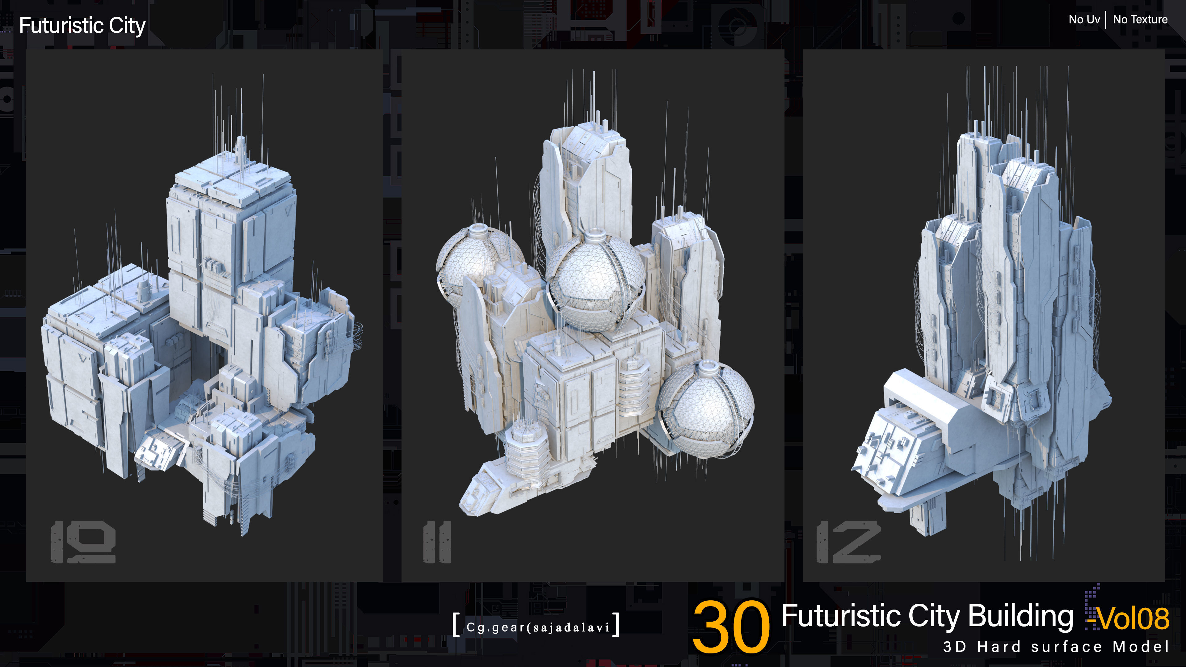 futuristic Sci-fi City Building pack vol 08 3D model_4